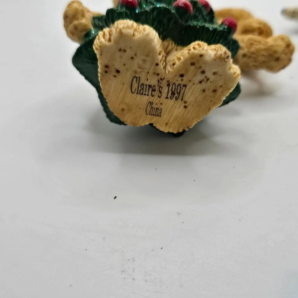 Vintage Clare's 1997 Christmas Bear Ornament Tree Costume + Skating Reindeer Lot